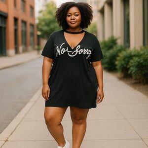 Black Short Sleeve Dress Shirt(Not Sorry) stitched
New